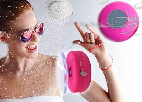 Bluetooth Shower Speaker Available in Black, Pink, Blue and White.