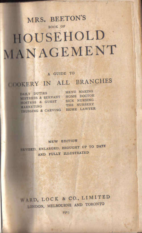 Mrs Beeton's book of Household Management     1915