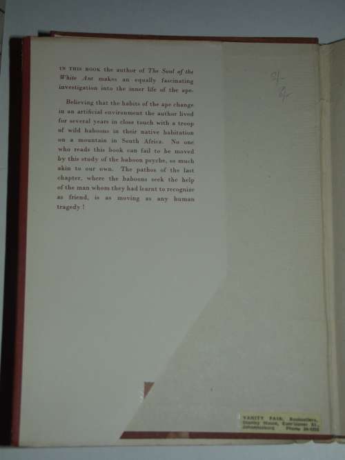 My Friends the Baboons by Eugene N Marais 1939