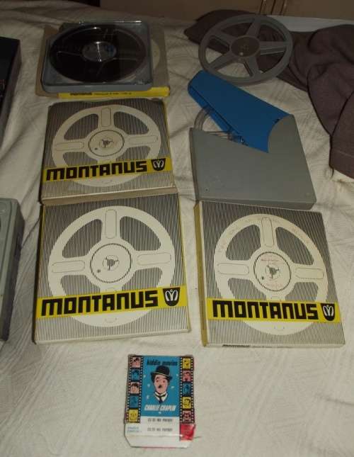 8mm Projector with films and splicer and editor