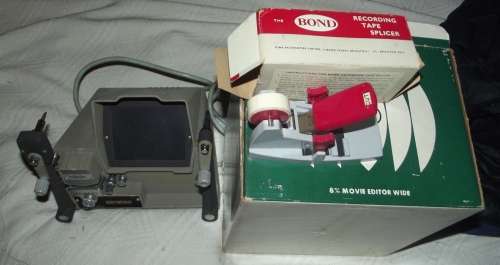 8mm Projector with films and splicer and editor