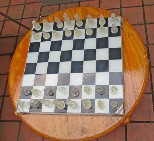 Chess Table . Chess Set and Chess Box