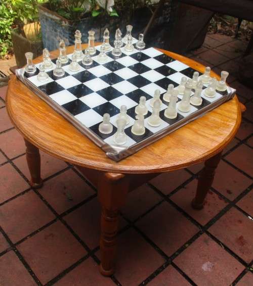 Chess Table . Chess Set and Chess Box