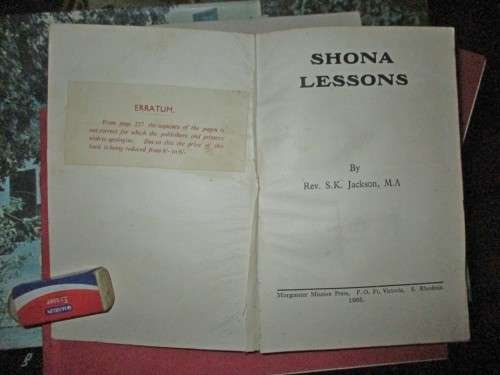Shona lessons by S.K.Jackson