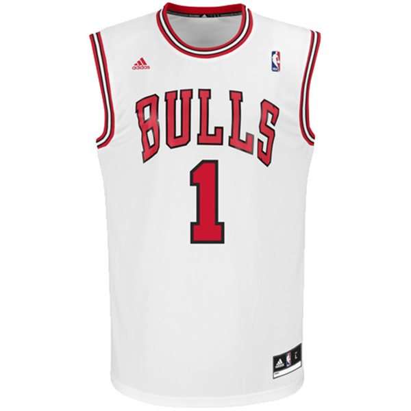 NBA Derrick Rose Chicago Bulls #1 Revolution 30  Replica Jersey-White