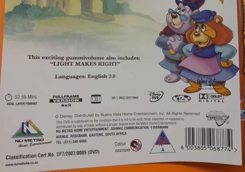 Adventures of The Gummi Bears Volume 5 Dvd