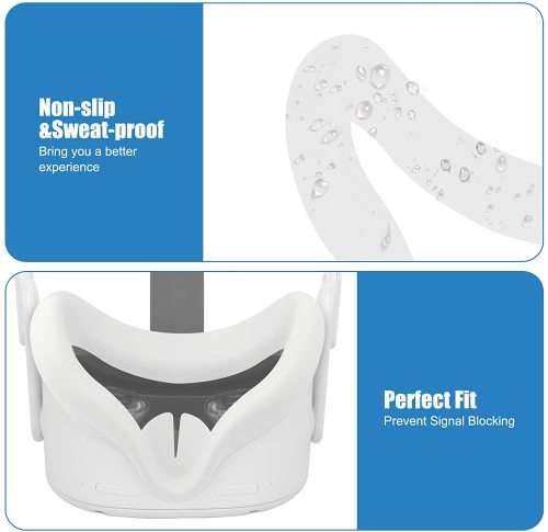Silicone Cover for Oculus Quest 2 Headset [Sweatproof Facial Interface] White