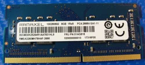 8GB DDR4 2666 SINGLE CHIP LAPTOP RAM. -- AS NEW --