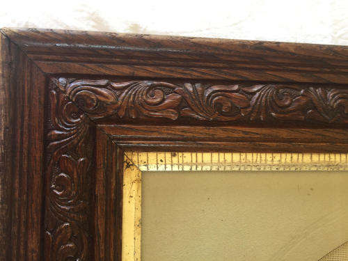 Large Hand Embroided Psalm with Carved Wooden Frame (65cm x 52cm)