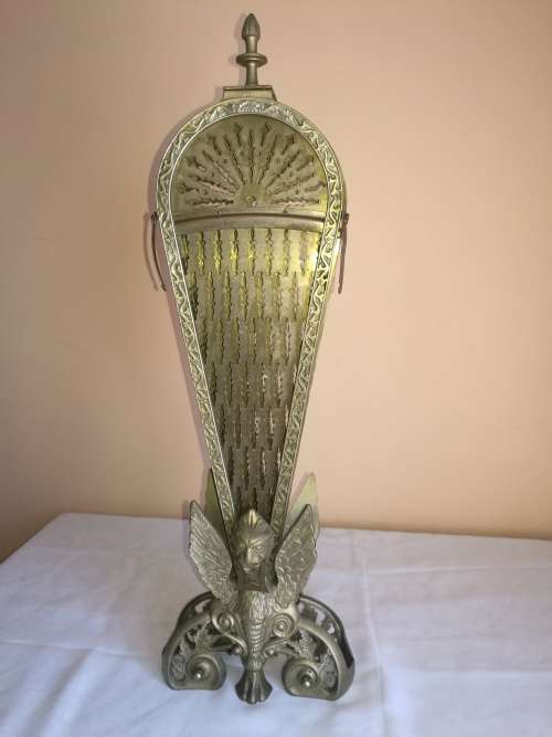 STUNNING BRASS PEACOCK FOLDING FAN FIRESCREEN