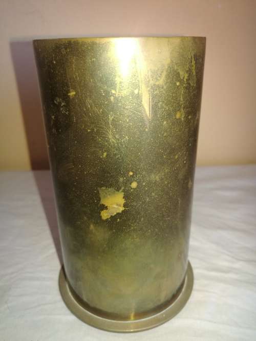 BRASS TRAY AND BRASS  SHELL  CASING VASE