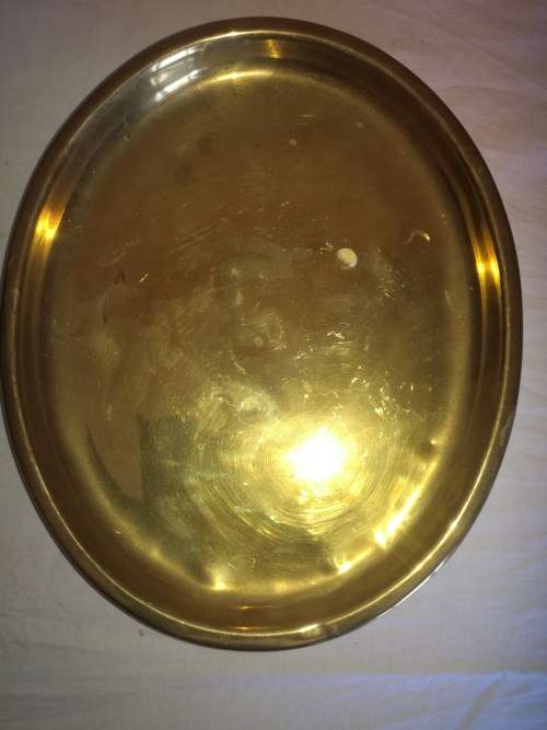 BRASS TRAY AND BRASS  SHELL  CASING VASE