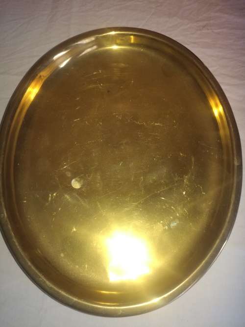 BRASS TRAY AND BRASS  SHELL  CASING VASE