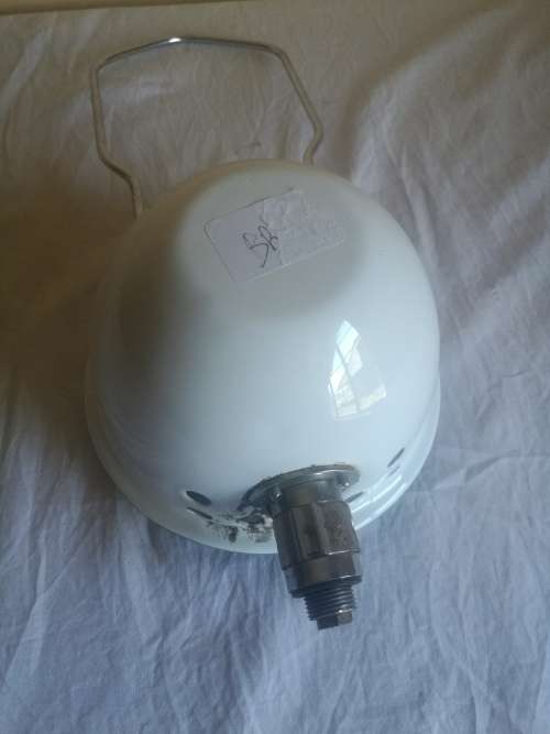 VINTAGE WHITE ENAMEL GAS LAMP