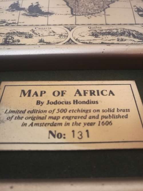 FRAMED LIMITED EDITION NO 131 HAND ETCHED COPY OF MAP OF AFRICA 1606