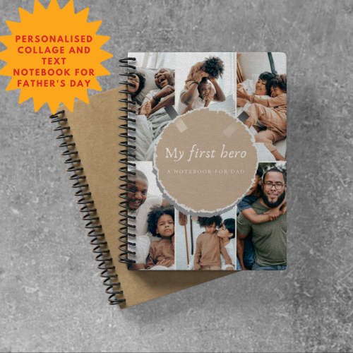 Personalised Photo Collage and Text Notebook for Father`s Day
