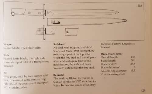 YUGOSLAVIAN M1924 SHORT BAYONET