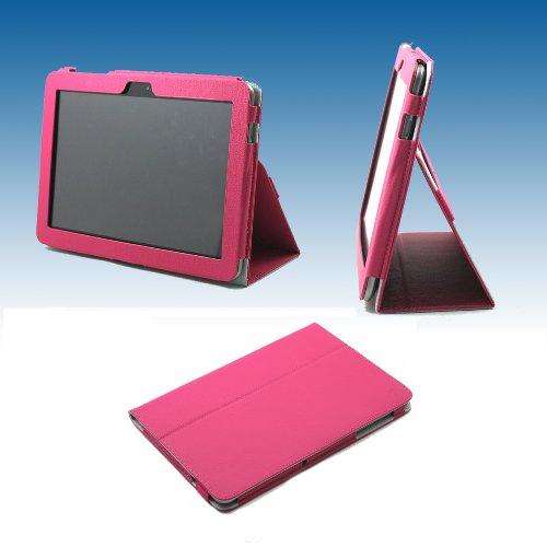 Premium Quality Folding Leather Case with Stand for Samsung P1000 Pink