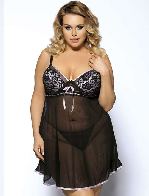 Hellahot Black Plus Size Babydoll Lingerie