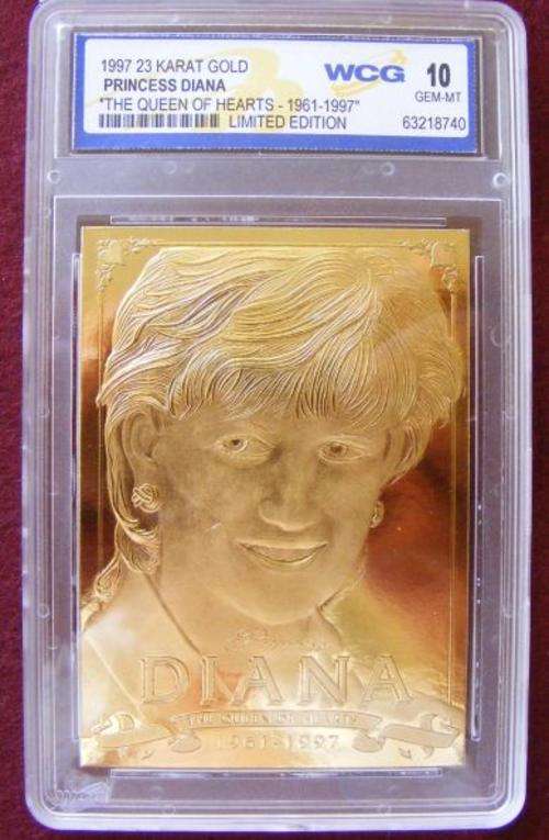 LADY DIANA 23 CARAT GOLD CARD Big 14cmx8cm  THE QUEEN OF HEARTS