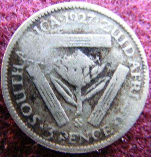 1927 SA   UNION  80 % SILVER   TICKEY.  SEE SCAN FOR GRADE