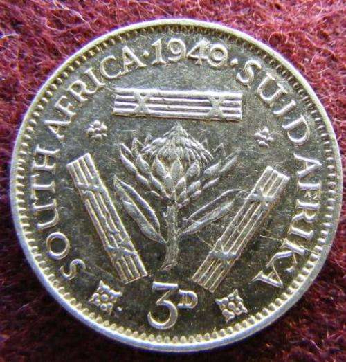 1949 SA   UNION  80 % SILVER   TICKEY.