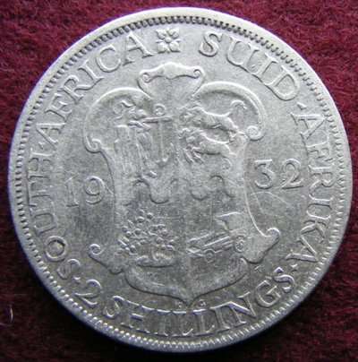 1932 SA Union two shillings. 80% silver