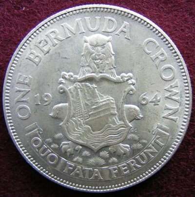 1964 Bermuda silver crown.  UNC solid silver.