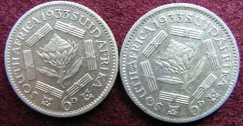 Two 1933 6D SILVER COINS