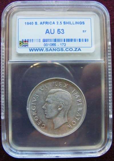1940   graded SA UNION HALF CROWN AU 53