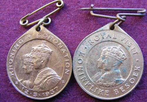 SA ROYAL VISIT1947.  CORONATION MEDAL 12-5-37.