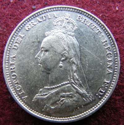 1887 QUEEN VICTORIA SILVER SHILLING.VERY LOVELY COIN A/UNC.