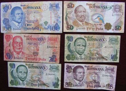Six Botswana notes