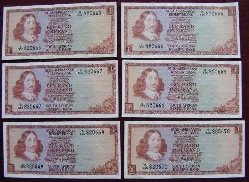 6 SERIAL R1 NOTES SIGNED BY TW  de  JONGH   a/UNC.