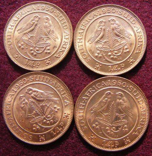 4  1950 farthings. Brilliant UNC with full lustre.  Rare in this condition.