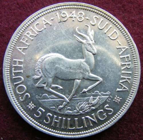 1948 SA UNION A/UNC  SILVER CROWN 80% silver