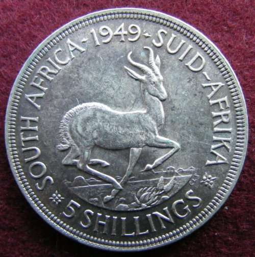 1949 SA UNION  SILVER CROWN 80% silver