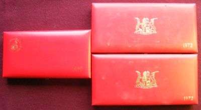 3 SA MINT EPMTY LONGROOF CASES.  0NE 1969, TWO 1972