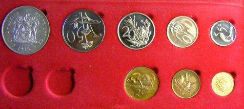 1975 RSA LONG PROOF SET IN RED SA MINT BOX . NO GOLD. .