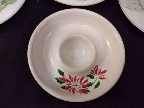 MARY LOU GOERTZEN -POINSETTIA BLOCK SPAL CUPS AND SAUCERS WATERCOLOURS