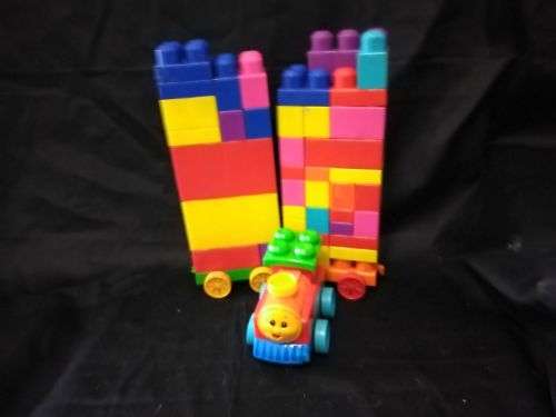 ASSORTED BOX OF MEGA BLOCKS - TRAIN