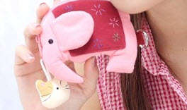 Hand dyed multi purpose bag, coin bag,cell phone bag-Kiro Cat.Imported from Japan