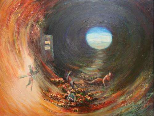 *** CELLO *** LARGE ORIGINAL OIL *** 'I CAN SEE A NEW HEAVEN' ***