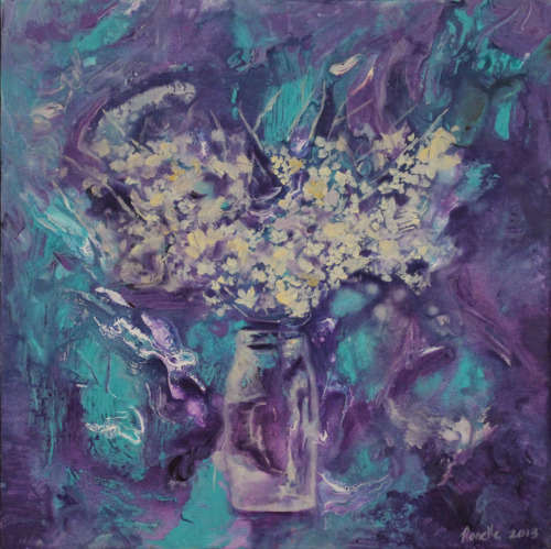 *** RONELLE LOURENS *** OIL *** PURPLE VASE