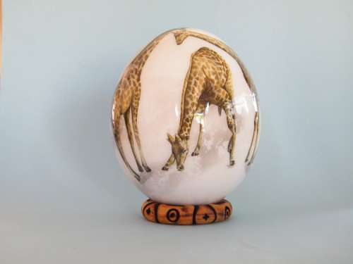 Ostrich egg with wooden stand