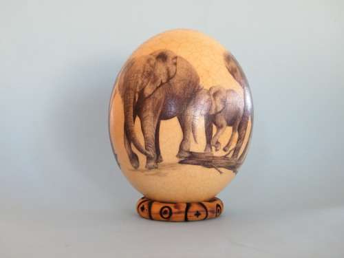 Ostrich egg with wooden stand
