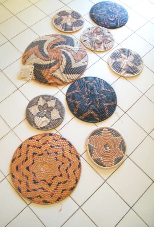 Set of 9 woven wall baskets