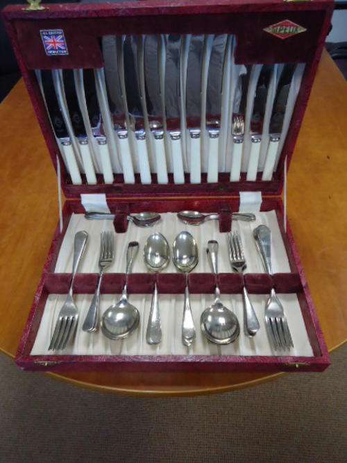 Vintage Sipelia British Cutlery Set  of Spoons, Forks & Knives