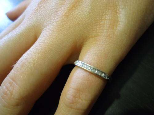 Half Eternity 18 Carat White Gold Ring with Baguettes Diamonds (Size G)