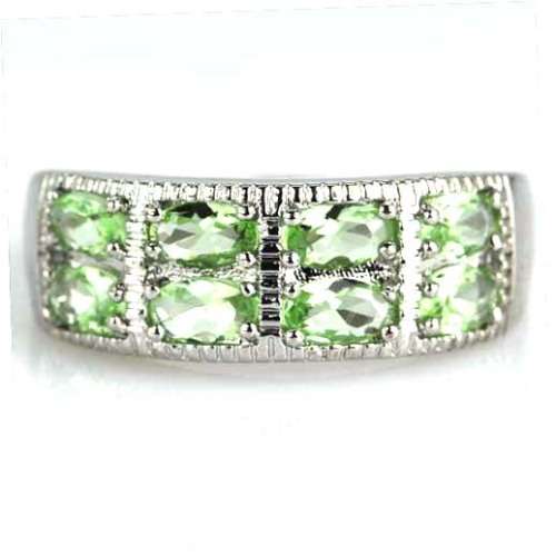 STUNNING GREEN SAPPHIRE SILVER RING SIZE 8